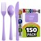Exquisite Polished Plastic Silverware – 150 Pcs Heavy Duty Cutlery Set – 50 Each of Forks, Knives & Spoons – Disposable Utensil Set for Parties, Events & Catering – Flatware Set by Party Solids